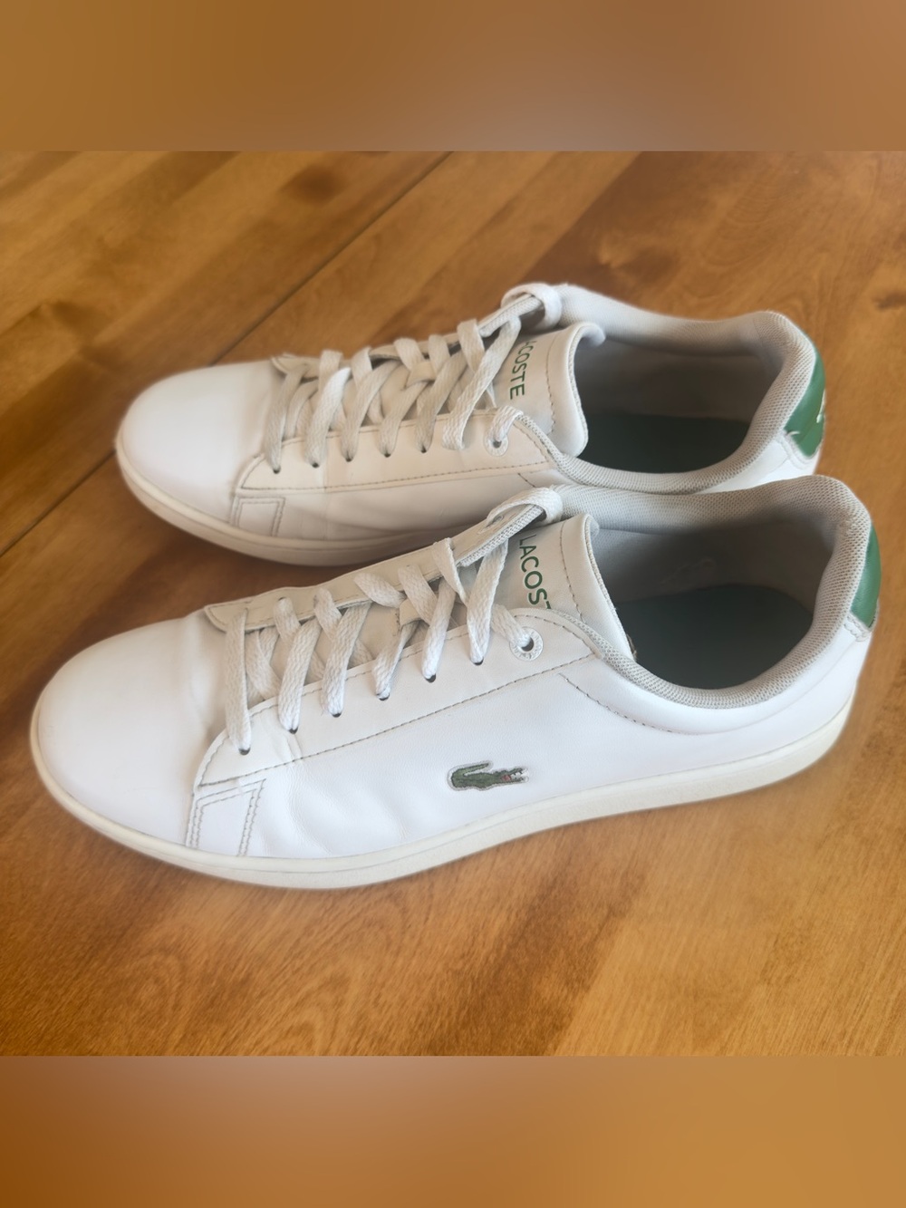 Lacoste White Leather Hydez Low-Top Sneakers Green Croc Logo Men’s 10 - Picture 6 of 16